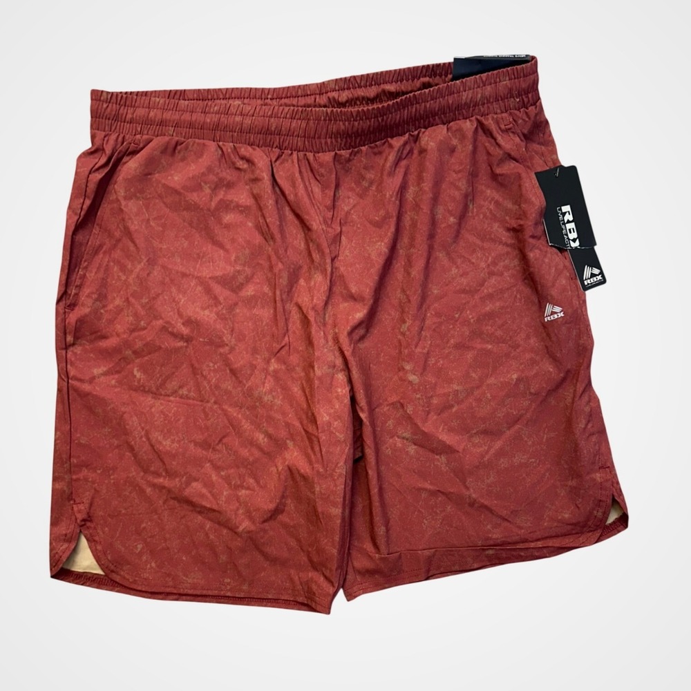 RBX Training Shorts Mens Large Rust Red New 9 Inch Inseam X-Dri Performance